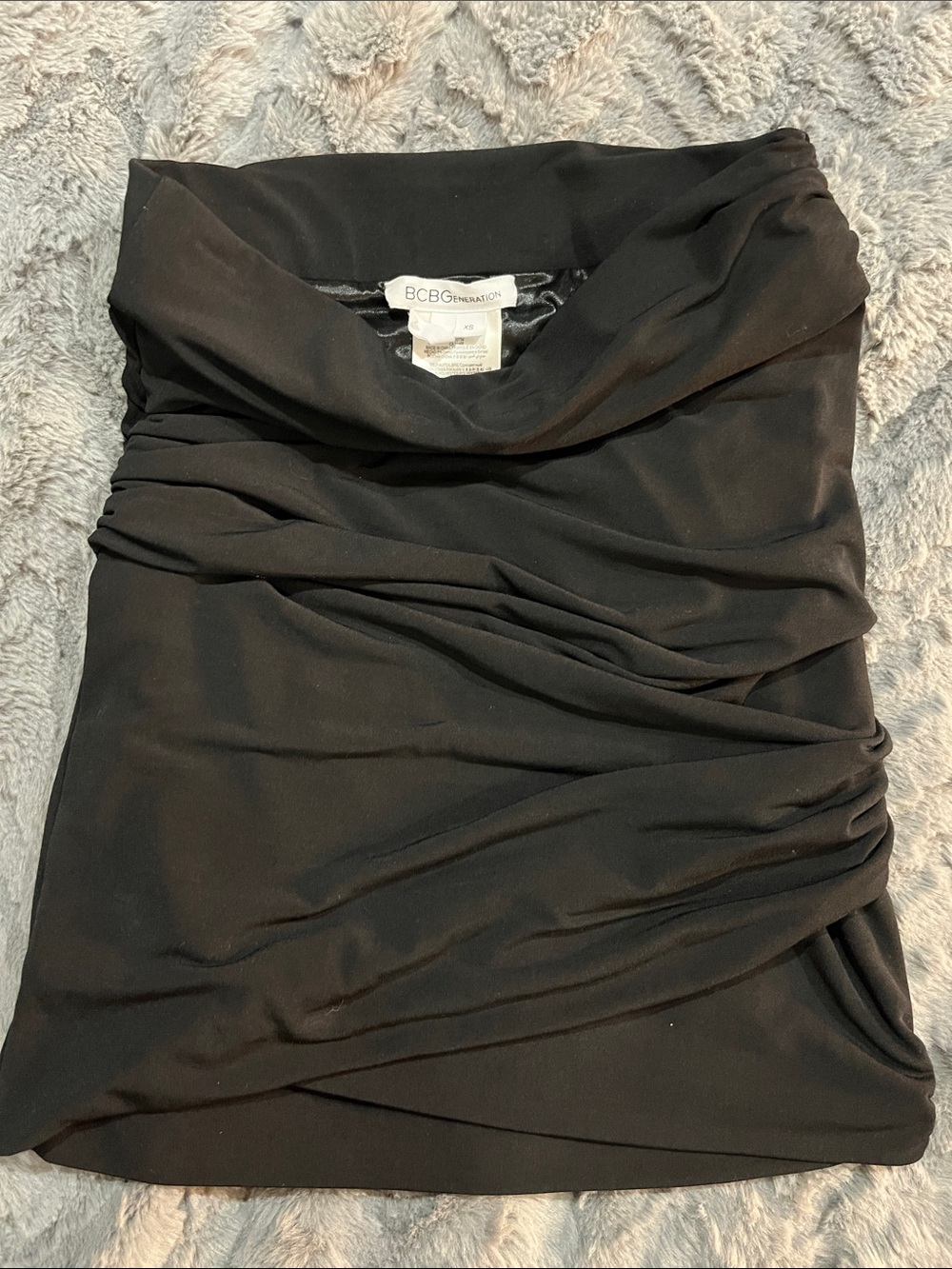 BCBGeneration Black Strapless Ruched Tube Top